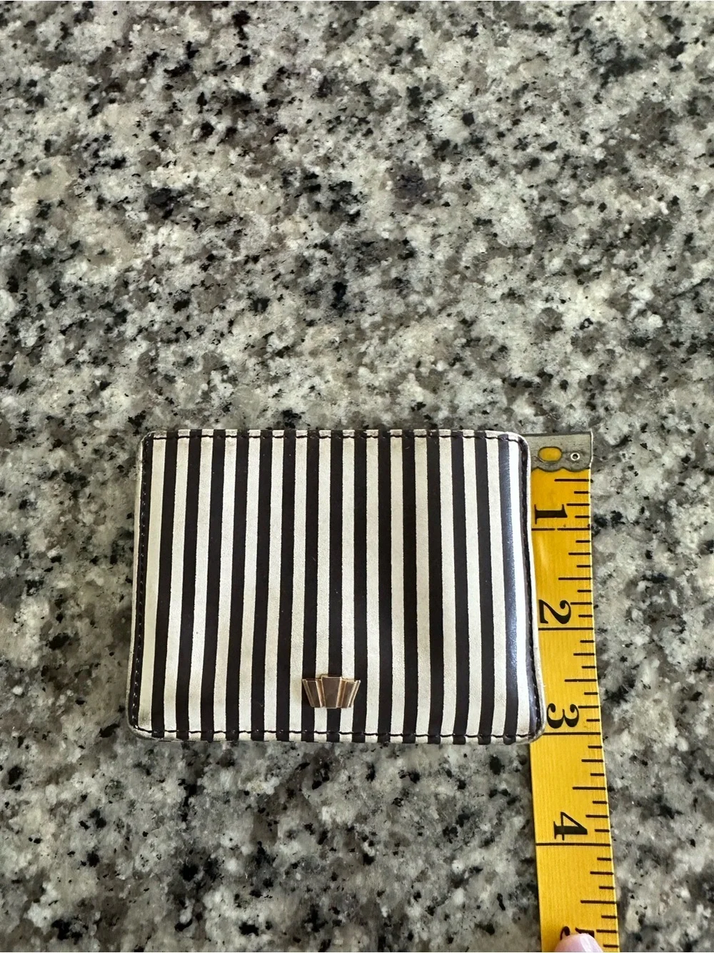 henri bendel Black and White Striped Card & Key Holder